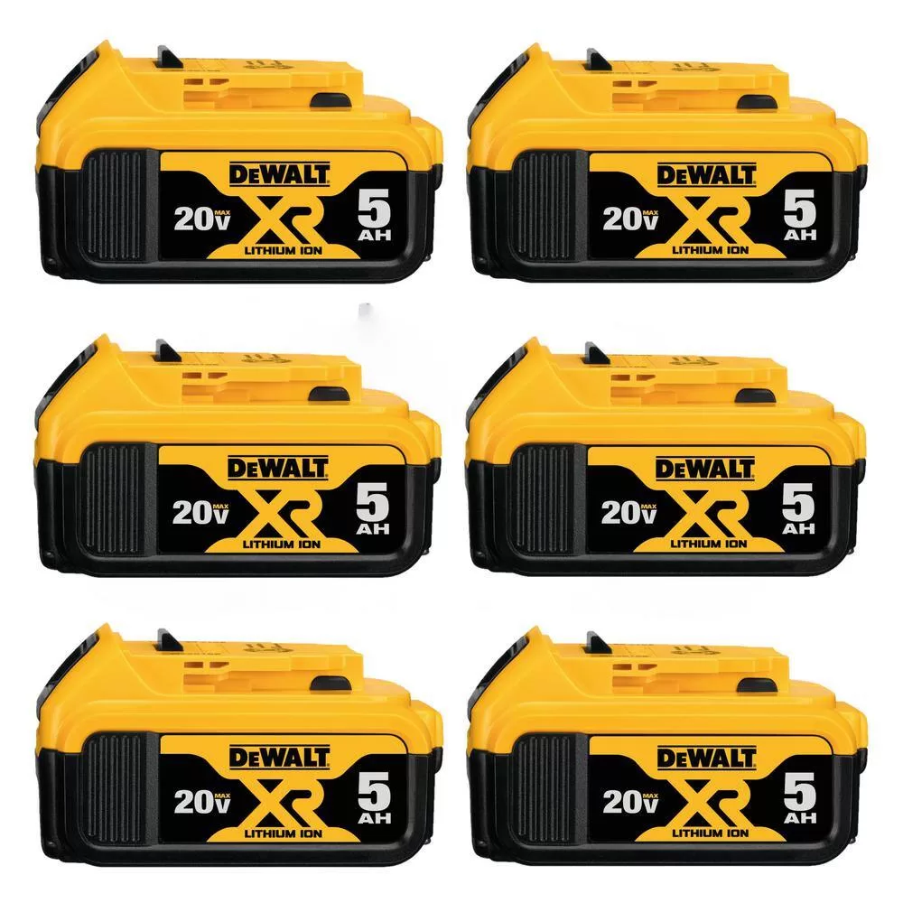 DEWALT DCB205-6 20V MAX XR Premium Lithium-Ion 5.0Ah Battery (6 Pack)