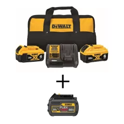 DEWALT DCB606DCB246CK 20V MAX Lithium-Ion Starter Kit 6.0Ah Battery, 4.0Ah Battery, Charger & Kit Bag and FLEXVOLT 20V/60V 6.0Ah Battery
