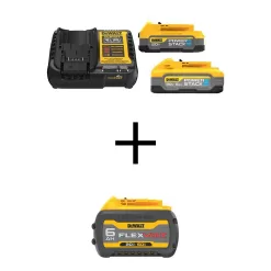 DEWALT DCBP315-2CWB606 Powerstack 20V Lithium-Ion 5.0 Ah and 1.7 Ah Batteries, FLEXVOLT 20V/60V MAX Lithium-Ion 6.0Ah Battery and Charger