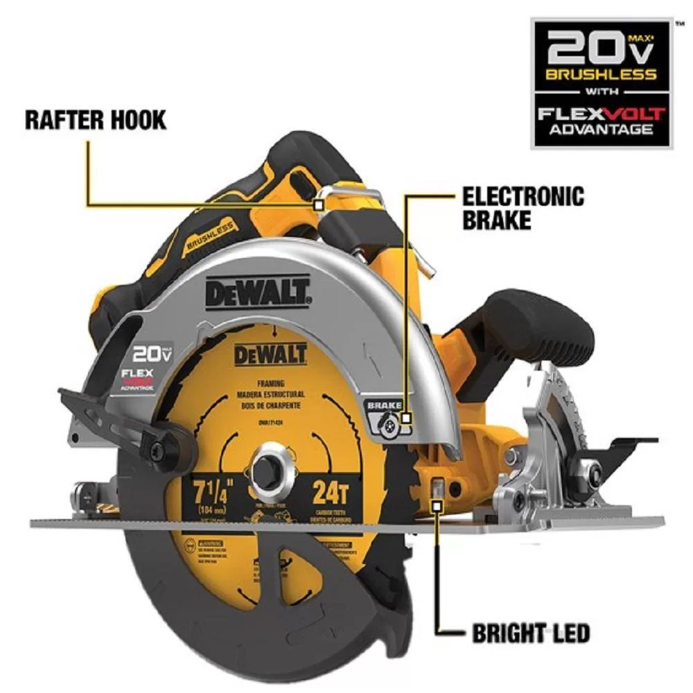 DEWALT DCS573BDCB246CK 20V MAX Cordless Brushless 7-1/4 in. Circular Saw, (1) 20V 6.0Ah and (1) 20V 4.0Ah Batteries, and Charger