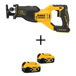 DEWALT DCS382BWCB205-2 20V MAX XR Lithium-Ion Cordless Brushless Reciprocating Saw with (2) 20V MAX XR Premium Lithium-Ion 5.0 Ah Battery Packs