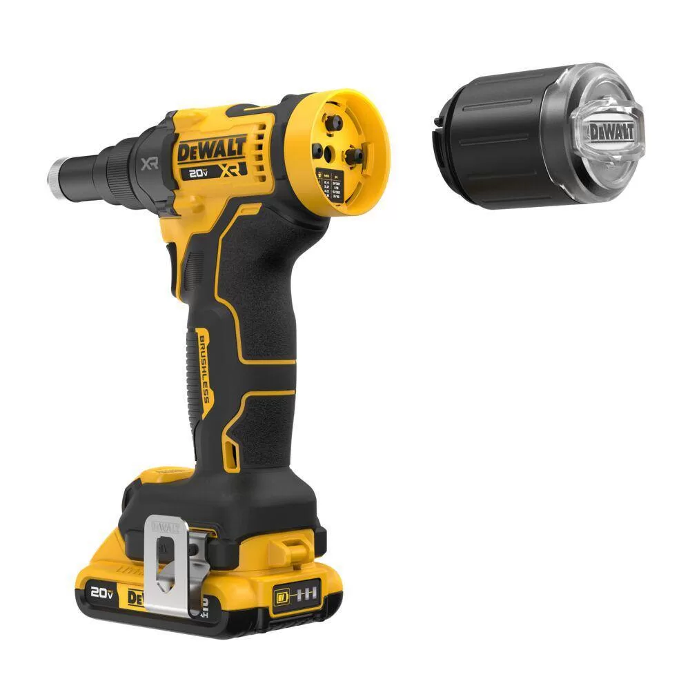 DEWALT DCF403D1 20-Volt Maximum XR Lithium-Ion Brushless Cordless 3/16 in. Rivet Tool Kit with two 2.0Ah Batteries, Charger and Bag