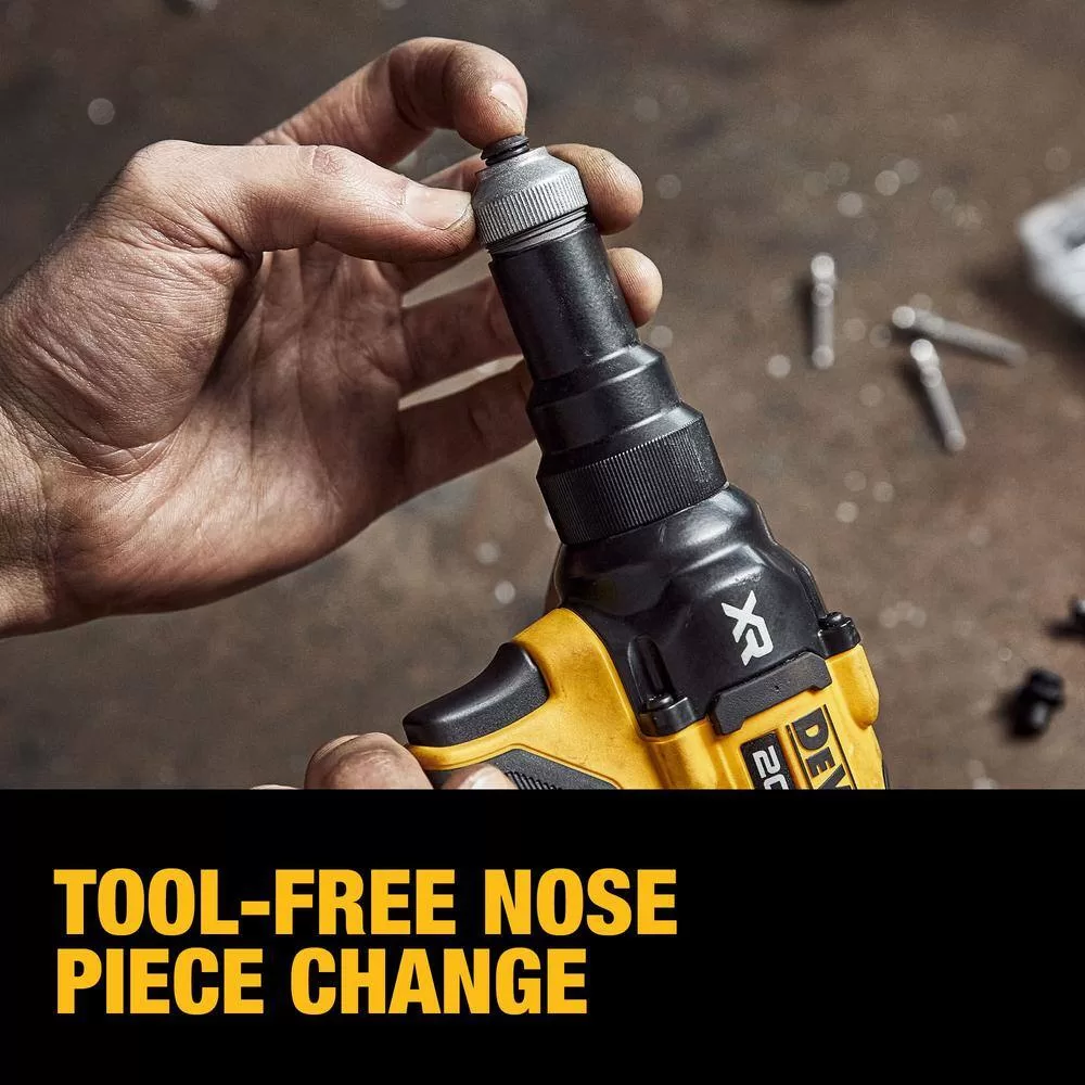 DEWALT DCF403D1 20-Volt Maximum XR Lithium-Ion Brushless Cordless 3/16 in. Rivet Tool Kit with two 2.0Ah Batteries, Charger and Bag