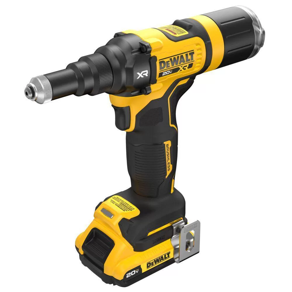 DEWALT DCF403D1 20-Volt Maximum XR Lithium-Ion Brushless Cordless 3/16 in. Rivet Tool Kit with two 2.0Ah Batteries, Charger and Bag