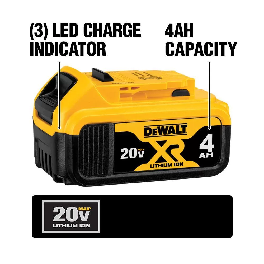DEWALT 20V MAX XR Cordless Compact Fixed Base Router, (1) 20V 6.0Ah Battery, (1) 20V 4.0Ah Battery, and (1) 2.0Ah Battery