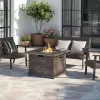 Hampton Bay Peyton 35B 1 PC Peyton 35 in. W x 24 in. H Square MGO Liquid Propane Fire Pit in Distressed Brown