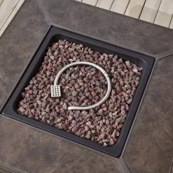 Hampton Bay Peyton 35B 1 PC Peyton 35 in. W x 24 in. H Square MGO Liquid Propane Fire Pit in Distressed Brown