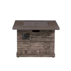Hampton Bay Peyton 35B 1 PC Peyton 35 in. W x 24 in. H Square MGO Liquid Propane Fire Pit in Distressed Brown