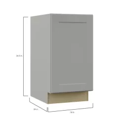 Hampton Bay Shaker 18 in. W x 24 in. D x 34.5 in. H Assembled Pull-Out Waste Bin Base Kitchen Cabinet in Dove Gray