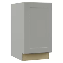Hampton Bay Shaker 18 in. W x 24 in. D x 34.5 in. H Assembled Pull-Out Waste Bin Base Kitchen Cabinet in Dove Gray