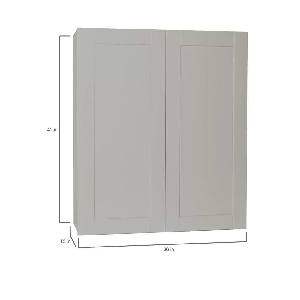 Hampton Bay KW3642-SDV Shaker 36 in. W x 12 in. D x 42 in. H Assembled Wall Kitchen Cabinet in Dove Gray