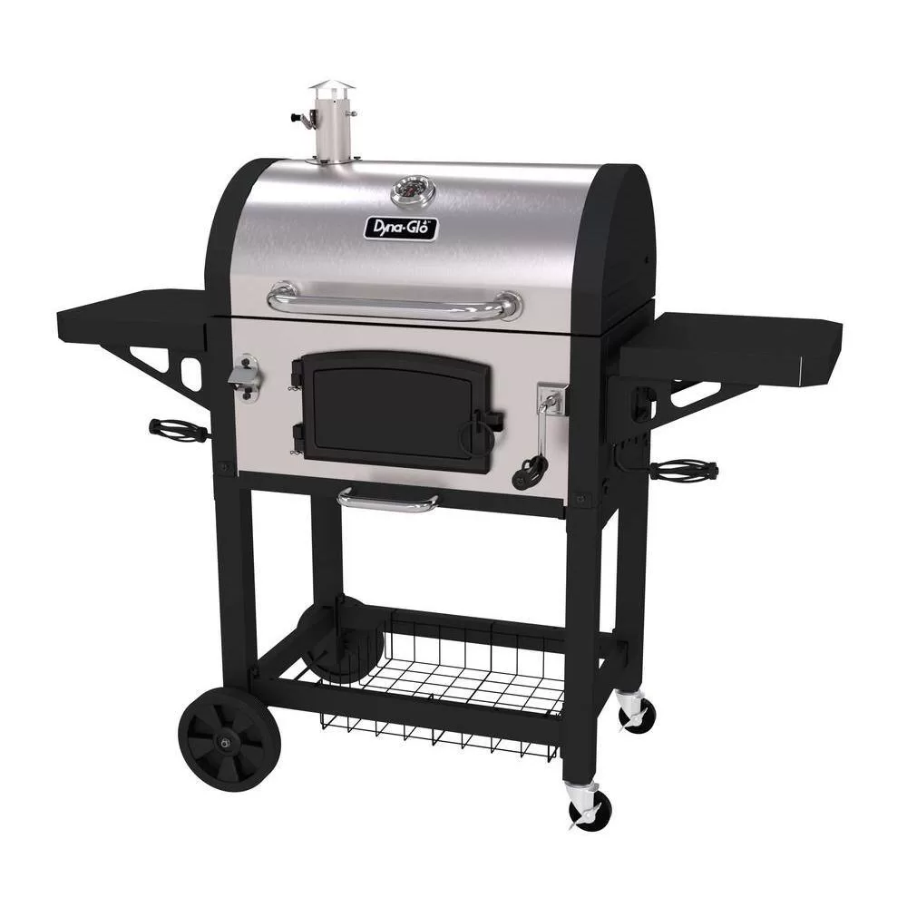 Dyna-Glo DGN486SNC-D Heavy-Duty Large Charcoal Grill in Black and Stainless Steel