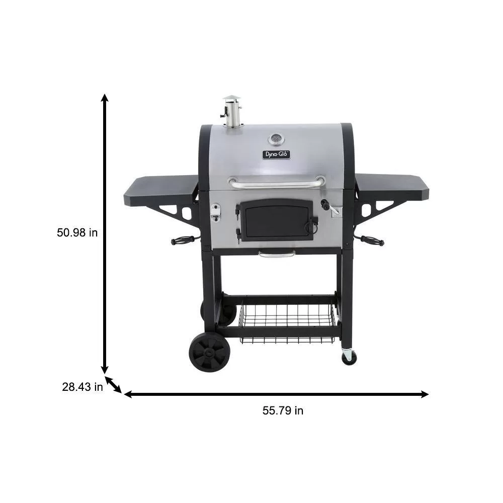 Dyna-Glo DGN486SNC-D Heavy-Duty Large Charcoal Grill in Black and Stainless Steel