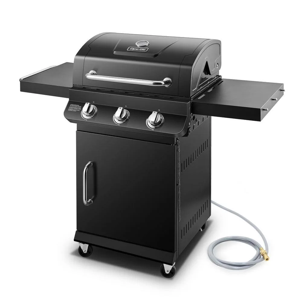 Dyna-Glo DGP397CNN-D Premier 3-Burner Natural Gas Grill in Black with Folding Side Tables