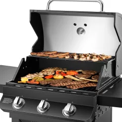 Dyna-Glo DGP397CNN-D Premier 3-Burner Natural Gas Grill in Black with Folding Side Tables