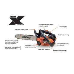ECHO 12 in. 25.0 cc Gas 2-Stroke X Series Top Handle Arborist Chainsaw with Low Vibration SpeedCut Nano 80TXL Cutting System