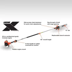 ECHO PPF-2620 12 in. 25.4 cc Gas 2-Stroke X Series Straight Shaft Power Pole Saw with Shaft Extending to 96 in.