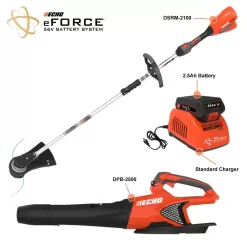 ECHO eFORCE 56V Cordless Battery 16 in. String Trimmer and 151 MPH 526 CFM Blower Combo Kit w/ 2.5Ah Battery & Charger 2-Tool