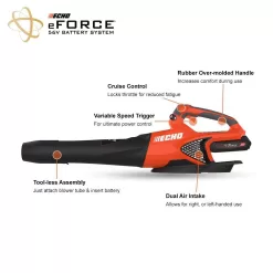 ECHO eFORCE 56V Cordless Battery 16 in. String Trimmer and 151 MPH 526 CFM Blower Combo Kit w/ 2.5Ah Battery & Charger 2-Tool