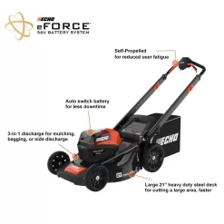 ECHO eFORCE 56-Volt Cordless Battery Lawn Mower and String Trimmer Combo Kit with 2 Batteries and 2 Chargers 2-Tool