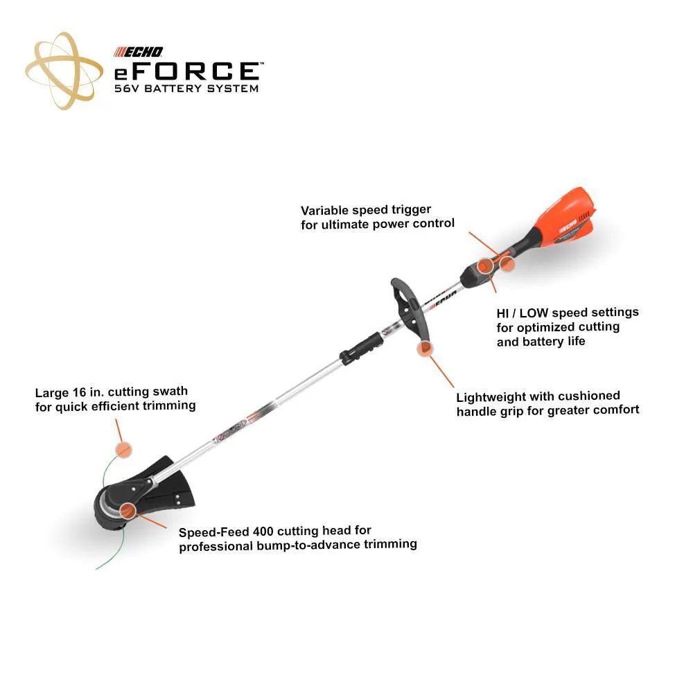 ECHO 56V Cordless Battery String Trimmer, Blower & Chainsaw Combo Kit w/ 2.5Ah and 5.0Ah Battery and Charger (3-Tool)
