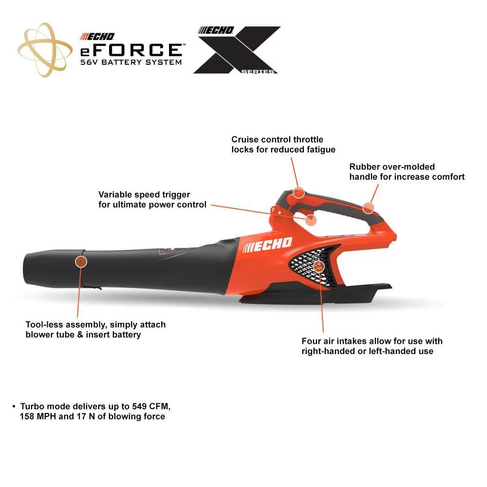 ECHO 56V Cordless Battery String Trimmer, Blower & Chainsaw Combo Kit w/ 2.5Ah and 5.0Ah Battery and Charger (3-Tool)