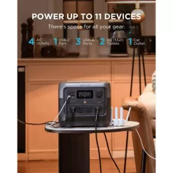 EcoFlow ZMR620-B-US 800W Output/1600W Peak Push-Button Start Battery Generator RIVER 2 Pro, LFP Battery, Fast Charging