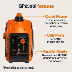 Generac 8251 2500-Watt Recoil Gas Inverter Generator with COSense