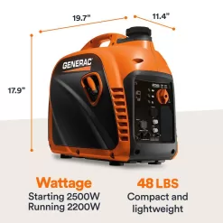 Generac 8251 2500-Watt Recoil Gas Inverter Generator with COSense