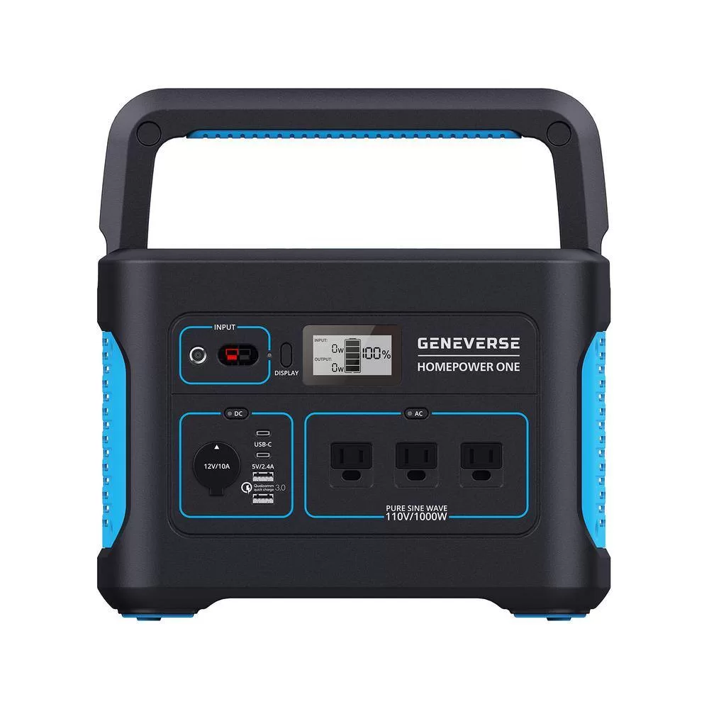 GENEVERSE 70-GVUS-HP1001 1002W Continuous/2000W Peak Output HomePower ONE Backup Battery Power Station for Homes-Emergency Power Supply