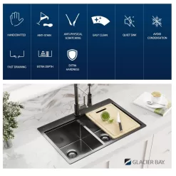 Glacier Bay 33 in. Drop-In Double Bowl 18 Gauge Gunmetal Black Stainless Steel Workstation Kitchen Sink