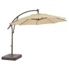 Hampton Bay 11 ft. Cantilever Aluminum and Steel Solar LED Offset Outdoor Patio Umbrella in Putty Beige