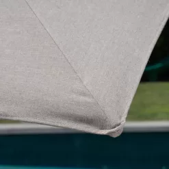 Hampton Bay 10 ft. Commercial Aluminum Cantilever Square Offset Patio Umbrella in Cafe Tan with Base Included