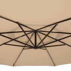 Hampton Bay 11 ft. Cantilever Aluminum and Steel Solar LED Offset Outdoor Patio Umbrella in Putty Beige