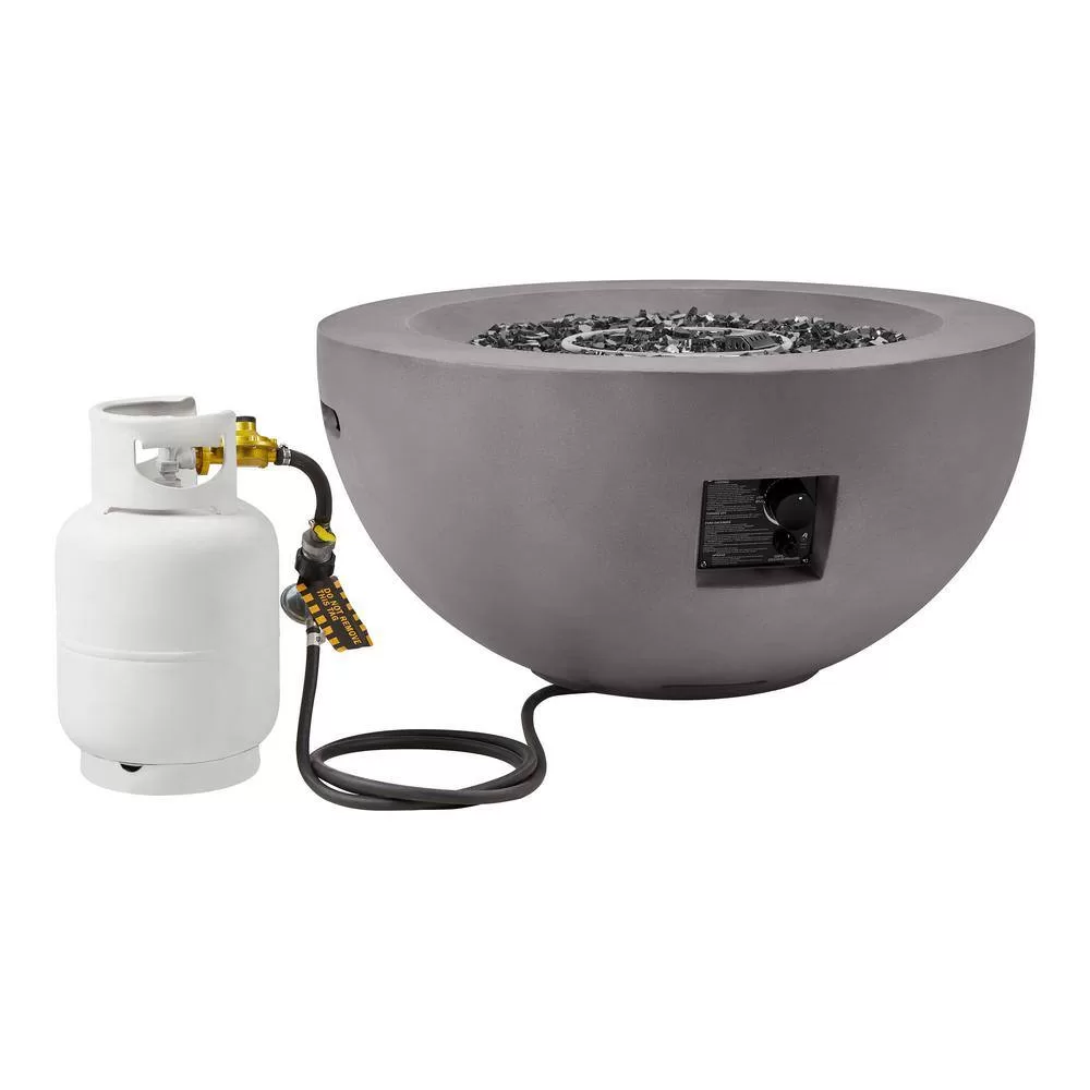 Hampton Bay FP20517 Grove Park 36 in. x 18 in. Round Concrete Propane Gas Fire Pit