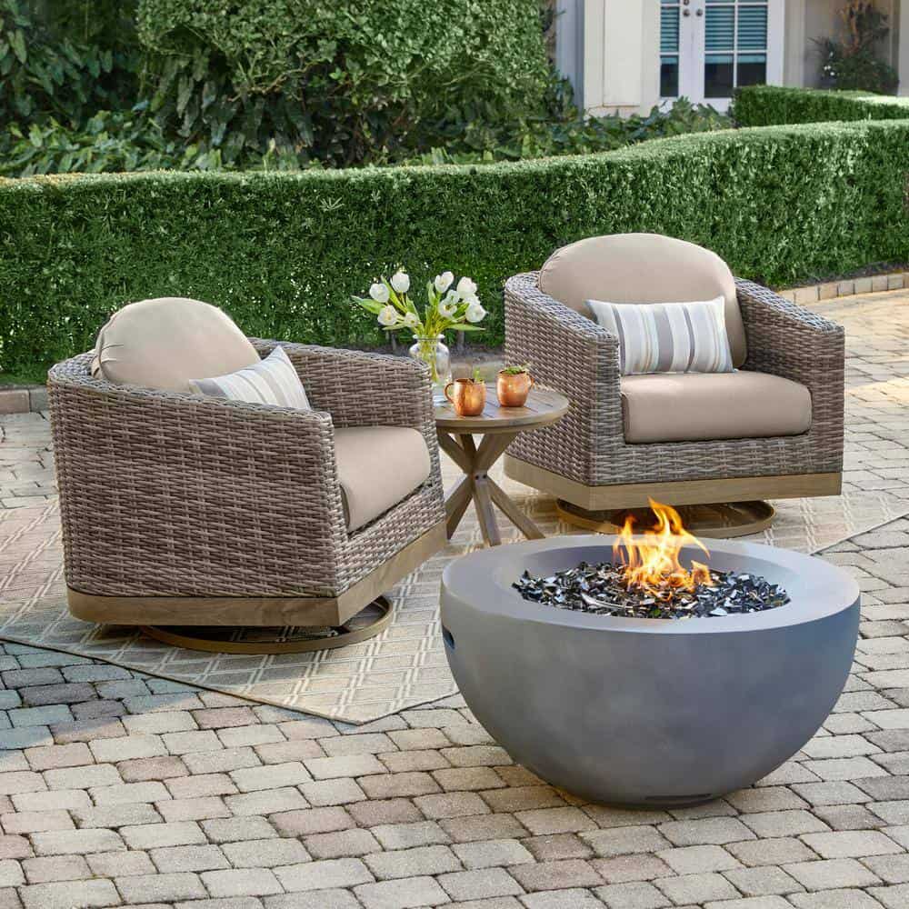 Hampton Bay FP20517 Grove Park 36 in. x 18 in. Round Concrete Propane Gas Fire Pit