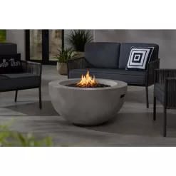 Hampton Bay FP20517 Grove Park 36 in. x 18 in. Round Concrete Propane Gas Fire Pit