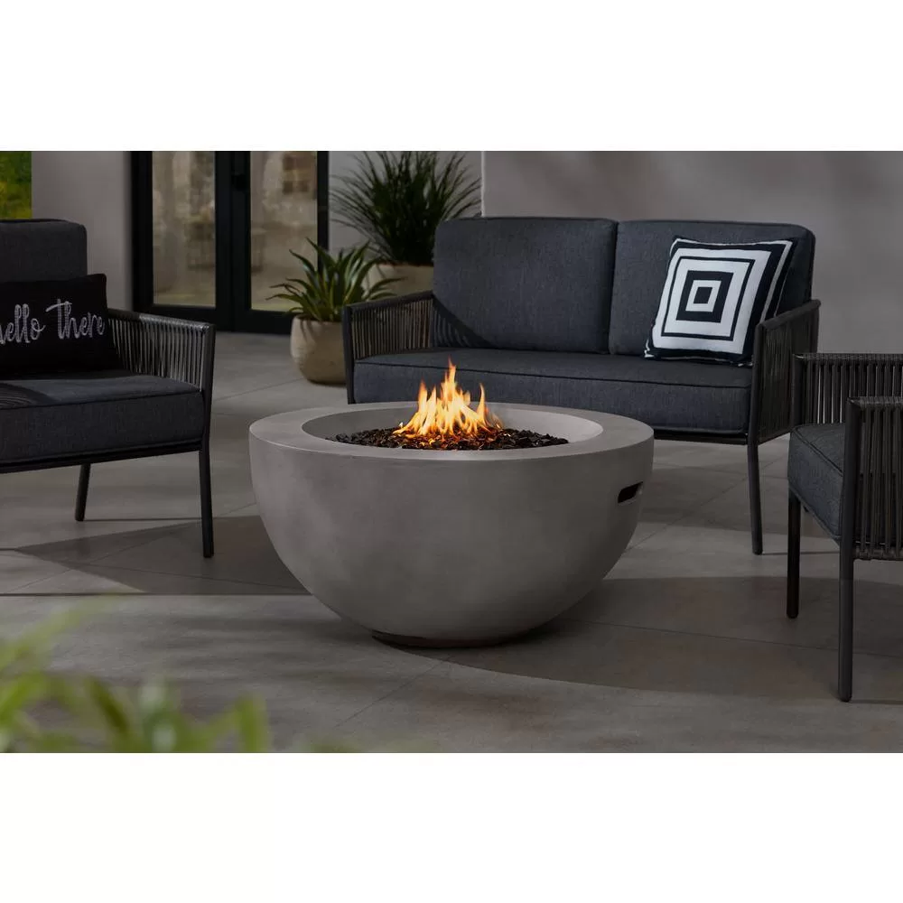 Hampton Bay FP20517 Grove Park 36 in. x 18 in. Round Concrete Propane Gas Fire Pit