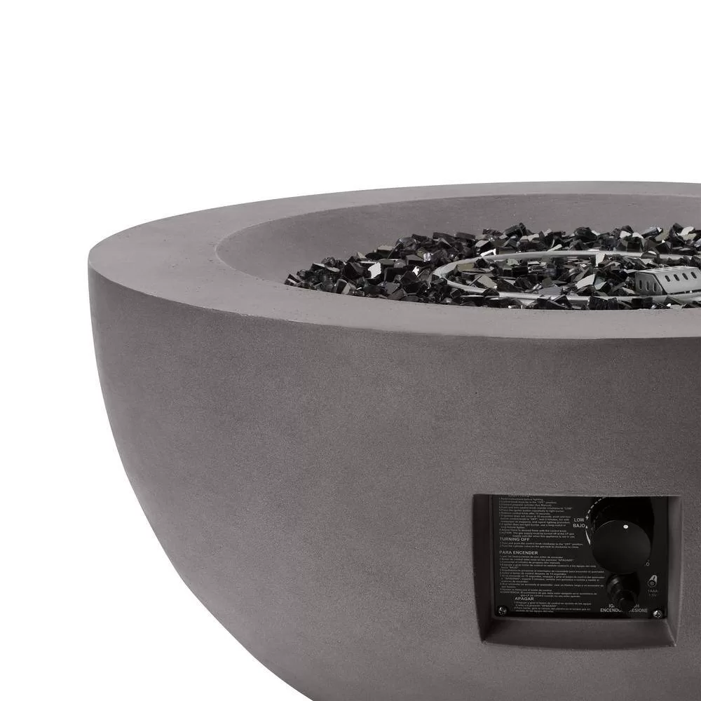 Hampton Bay FP20517 Grove Park 36 in. x 18 in. Round Concrete Propane Gas Fire Pit