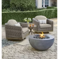Hampton Bay FP20517 Grove Park 36 in. x 18 in. Round Concrete Propane Gas Fire Pit