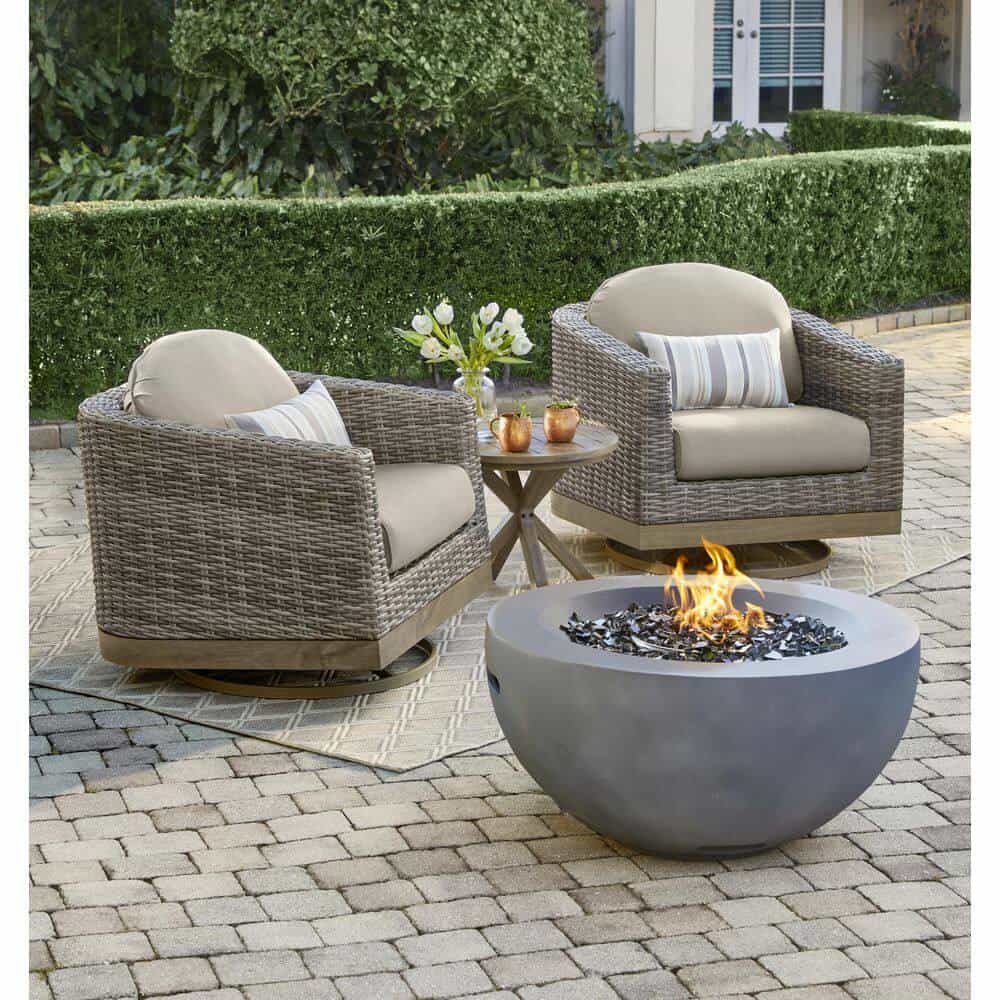 Hampton Bay FP20517 Grove Park 36 in. x 18 in. Round Concrete Propane Gas Fire Pit