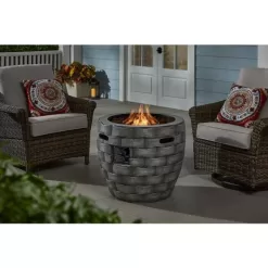 Hampton Bay FP20536 27 in. W x 24 in. H Round Concrete Finish Fire Table