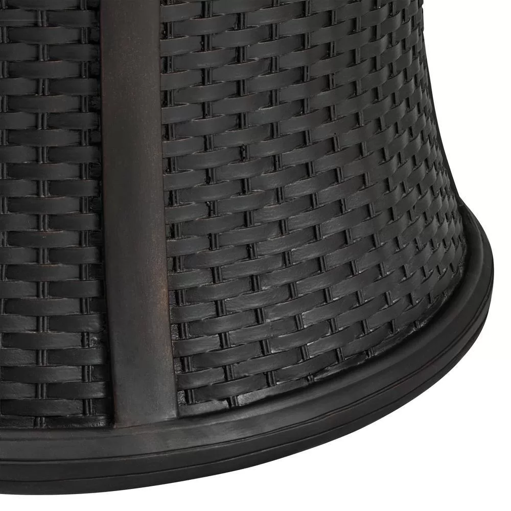 Hampton Bay FP58031-B 35.2 in. W x 24 in. H Round Wicker Finish Fire Table with Sintered Stone Tabletop