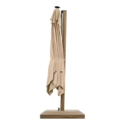 Home Decorators Collection 10 ft. Aluminum and Steel Cantilever LED Outdoor Patio Umbrella in Sunbrella Antique Beige