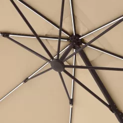 Home Decorators Collection 10 ft. Aluminum and Steel Cantilever LED Outdoor Patio Umbrella in Sunbrella Antique Beige