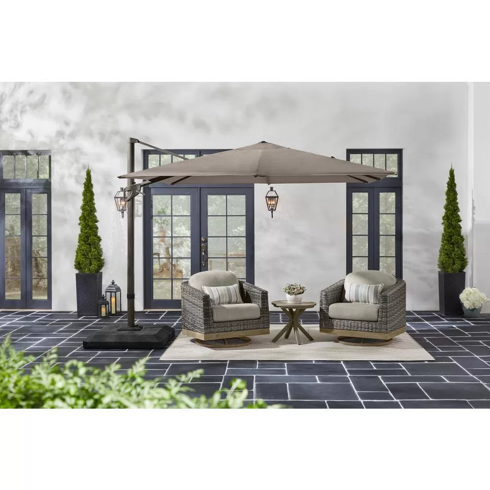 Home Decorators Collection 10 ft. x 10 ft. Commercial Aluminum and Steel Cantilever Patio Umbrella in Performance Fabric Gray