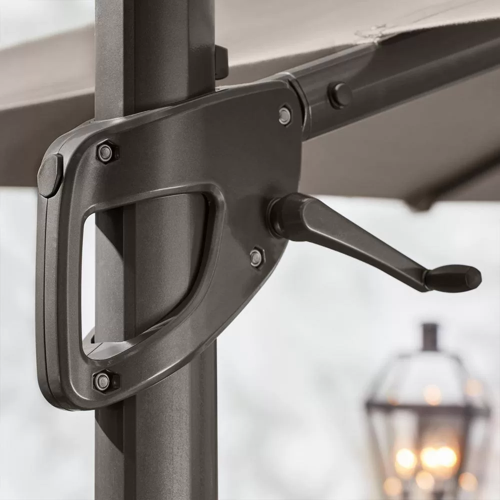 Home Decorators Collection 10 ft. x 10 ft. Commercial Aluminum and Steel Cantilever Patio Umbrella in Performance Fabric Gray