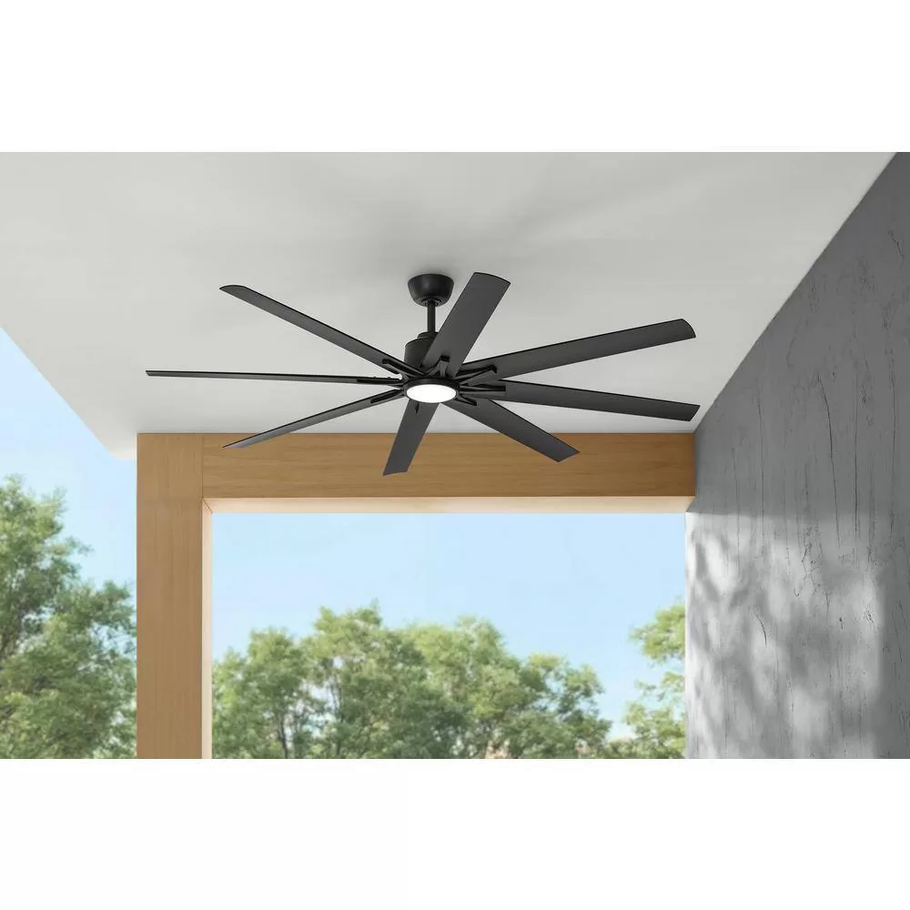 Home Decorators Collection Kensgrove II 72 in. Smart Indoor/Outdoor Matte Black Ceiling Fan with Remote Included Powered by Hubspace