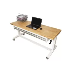 Husky HOLT6202BJ2 Tool Storage 62 in. W White Adjustable Height Work Table with 2-Drawers