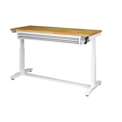 Husky HOLT6202BJ2 Tool Storage 62 in. W White Adjustable Height Work Table with 2-Drawers